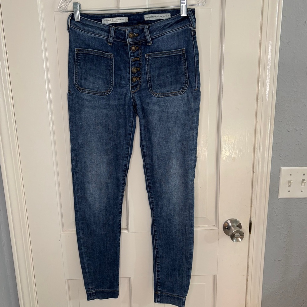 Pilcro and the Letterpress by Anthropologie Skinny Button-Fly Jeans - Sz 28